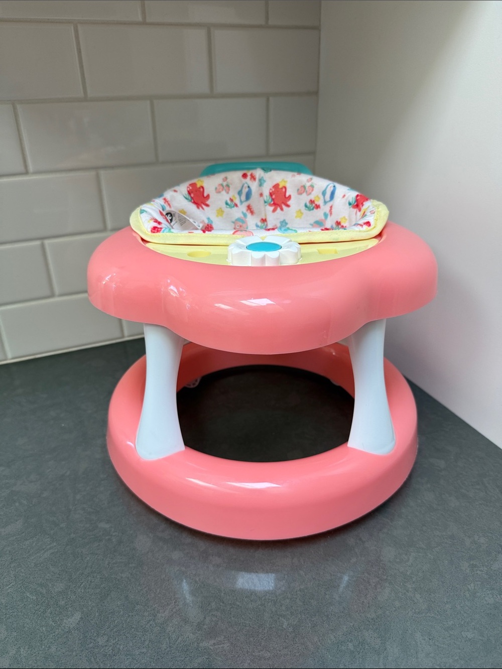 Pink Baby Walker with Marine Animals Seat